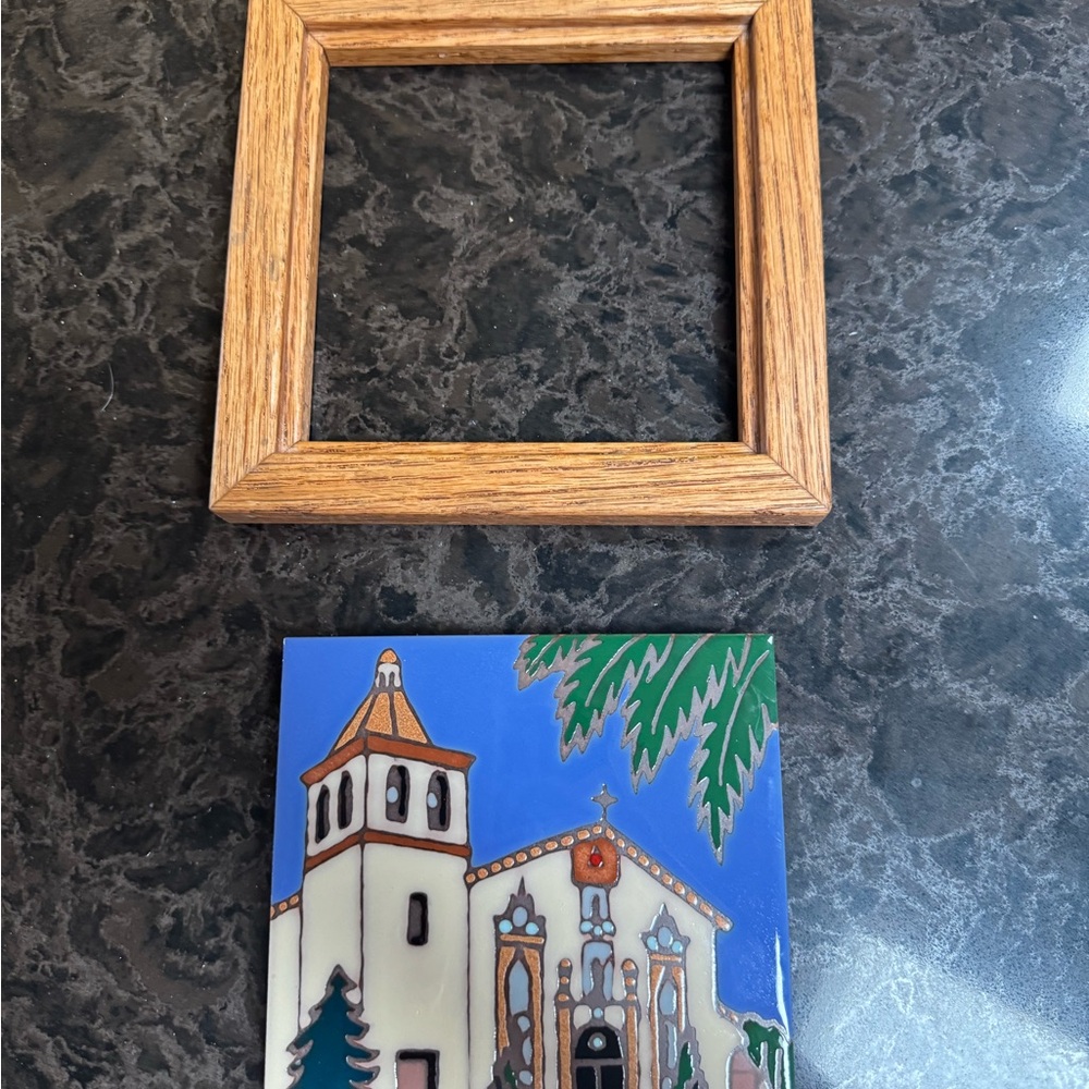 Vintage Santa Clara de Asis eighth mission church triton tile trivet 7.5” x 7.5” - Picture 6 of 6